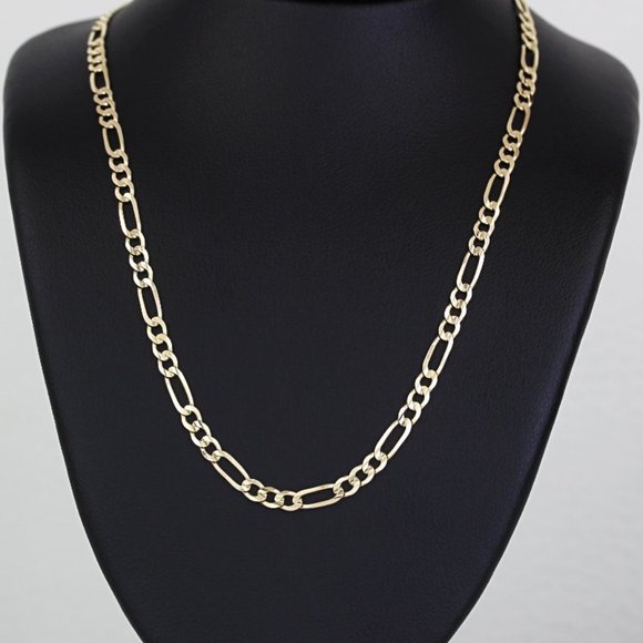 14K Yellow Gold 24in. Figaro Link Chain Necklace 3mm Italy